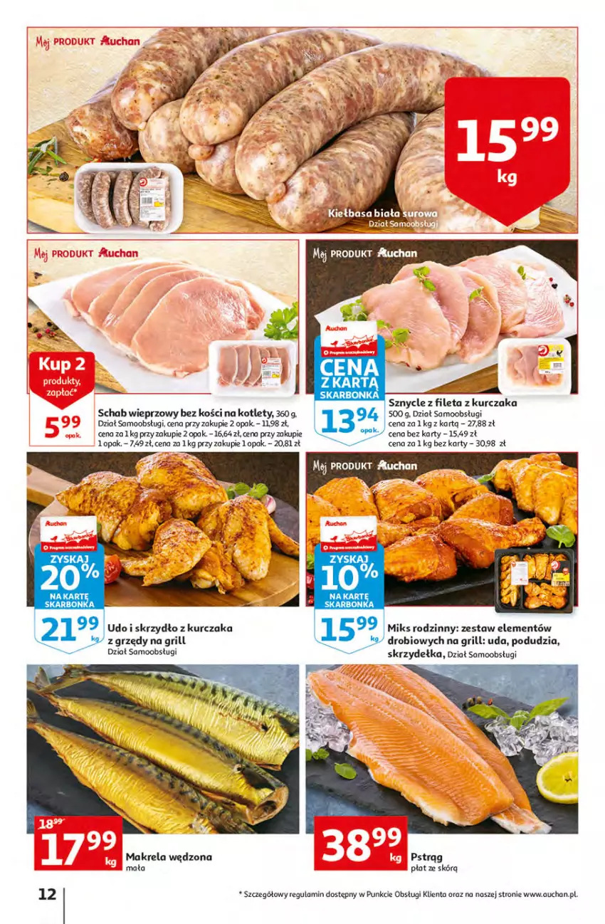 Gazetka promocyjna Auchan - przeNISKIE CENY PRODUKTY przeEKOLOGICZNE Hipermarkety - ważna 02.06 do 08.06.2022 - strona 12 - produkty: Grill, Kotlet, Kurczak, Pstrąg, Schab wieprzowy