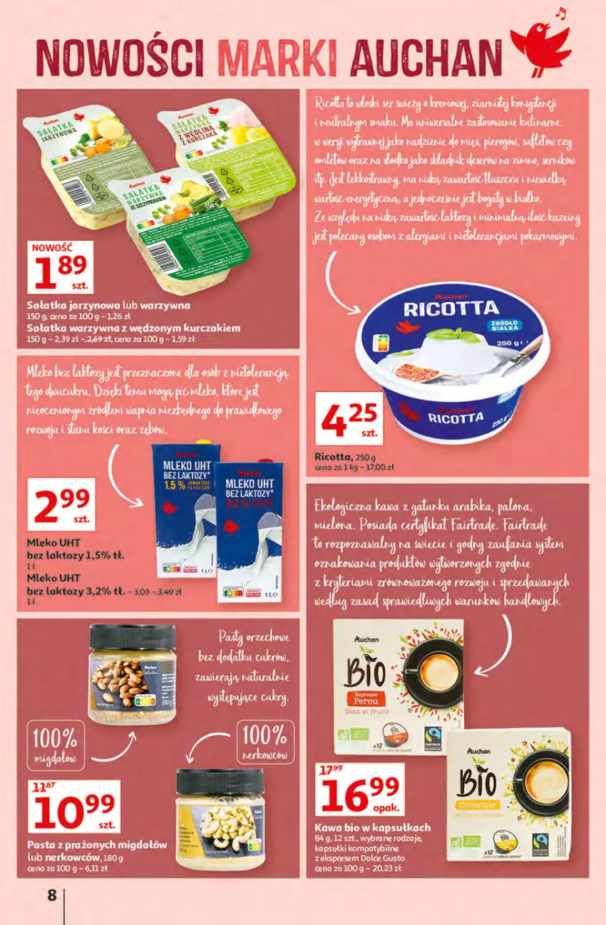 Gazetka promocyjna Auchan - przeNISKIE CENY PRODUKTY przeEKOLOGICZNE Hipermarkety - ważna 02.06 do 08.06.2022 - strona 8 - produkty: Fa, Mleko, Ricotta