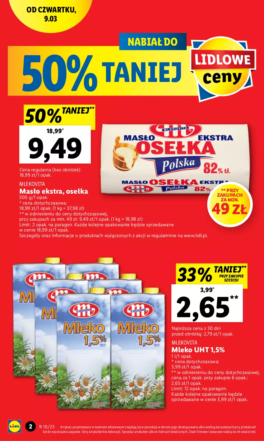 Gazetka promocyjna Lidl - GAZETKA - ważna 09.03 do 11.03.2023 - strona 2 - produkty: Masło, Mleko, Mlekovita, Olej