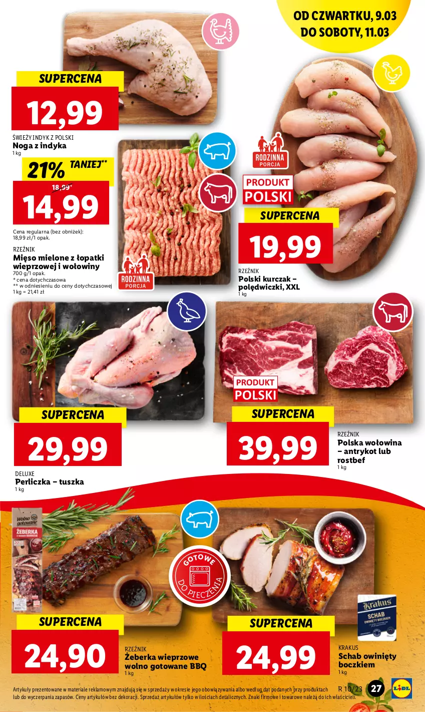 Gazetka promocyjna Lidl - GAZETKA - ważna 09.03 do 11.03.2023 - strona 29 - produkty: Krakus, Kurczak, Mięso, Mięso mielone, Mięso mielone z łopatki wieprzowej, Perliczka, Piec, Rostbef, Tusz, Wołowina