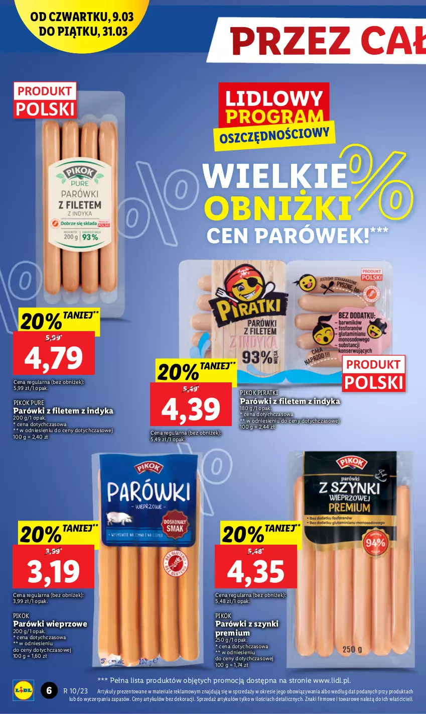 Gazetka promocyjna Lidl - GAZETKA - ważna 09.03 do 11.03.2023 - strona 6 - produkty: Parówki, Parówki z szynki, PIKOK, Pur