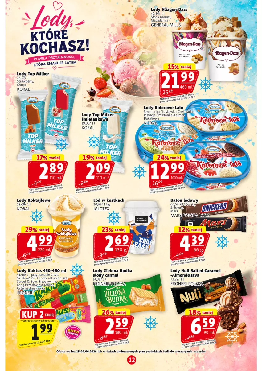 Gazetka promocyjna Prim Market - ważna 18.06 do 24.06.2026 - strona 12 - produkty: Brit, Kaktus, Lody, Top, Zielona Budka