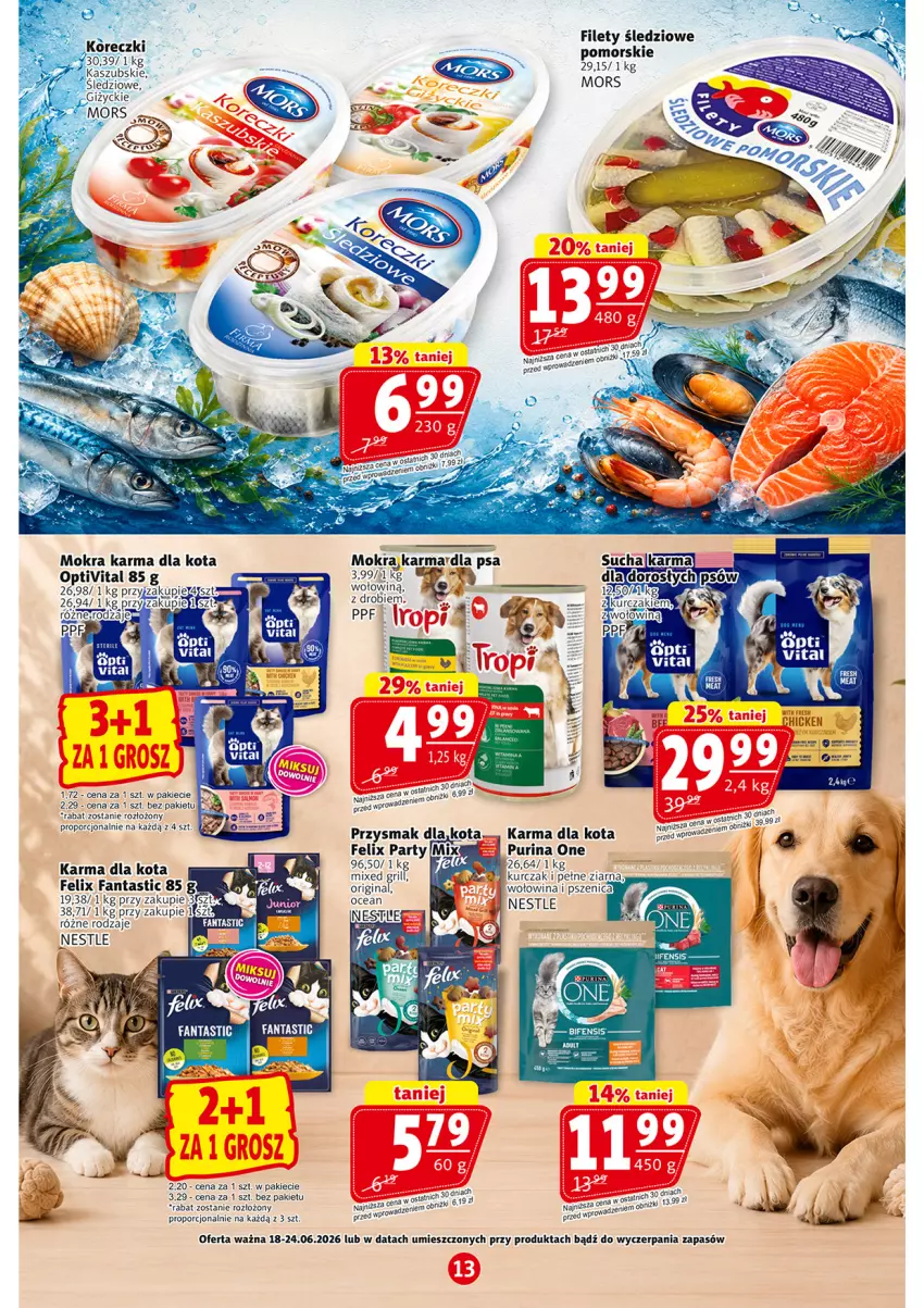 Gazetka promocyjna Prim Market - ważna 18.06 do 24.06.2026 - strona 13 - produkty: Fa, Fanta, Felix, Gin, Kurczak, Mokra karma, Por, Pur, Purina, Wołowina