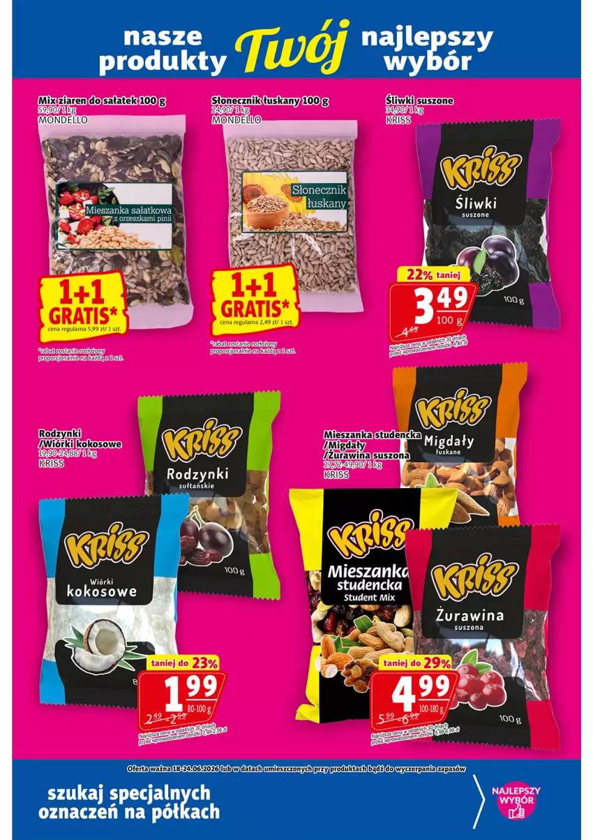 Gazetka promocyjna Prim Market - ważna 18.06 do 24.06.2026 - strona 17 - produkty: Gra, Kokos, Mieszanka studencka, Migdały, Por, Rodzynki, Sałat