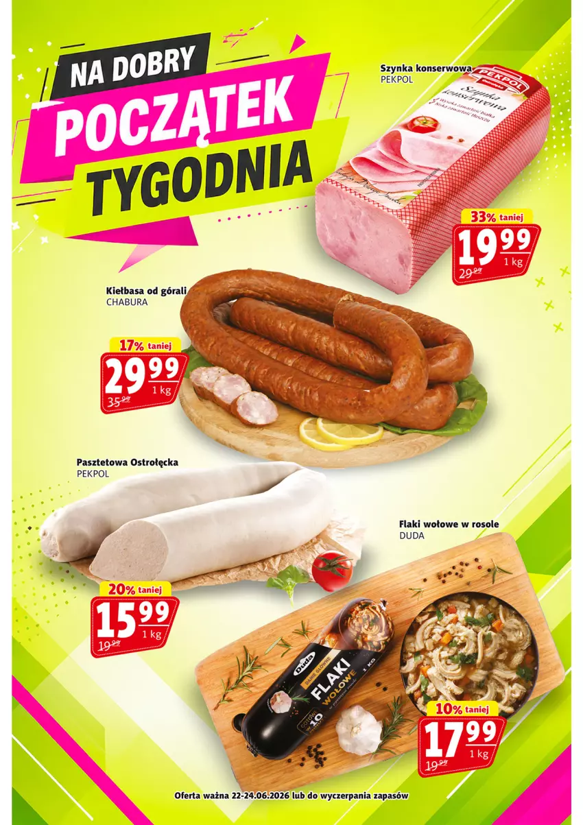 Gazetka promocyjna Prim Market - ważna 18.06 do 24.06.2026 - strona 21 - produkty: Duda, Flaki, Flaki wołowe, Kiełbasa, Pasztet, Pekpol, Ser, Szynka, Szynka konserwowa