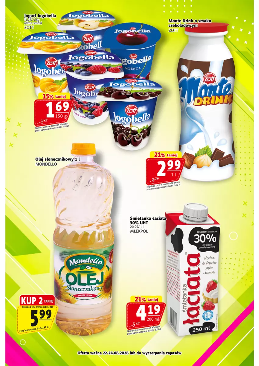 Gazetka promocyjna Prim Market - ważna 18.06 do 24.06.2026 - strona 22 - produkty: Bell, Bella, Dell, Fa, Jogobella, Jogurt, Monte, Olej, Olej słonecznikowy, Zott