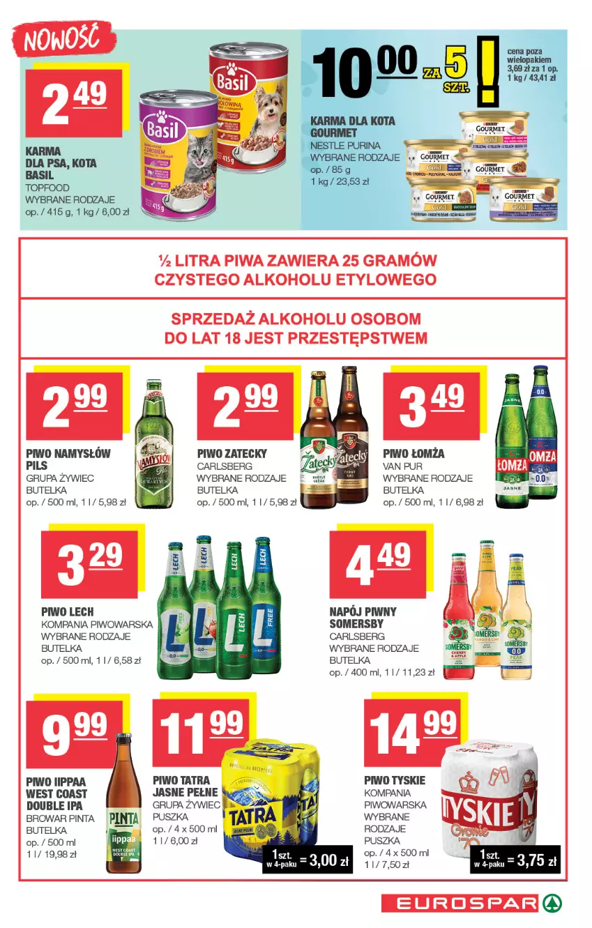 Gazetka promocyjna Spar - EuroSpar - ważna 05.10 do 15.10.2025 - strona 15 - produkty: Carlsberg, Namysłów, Napój, Piwo, Pur, Somersby, Tatra, Top, Tyskie