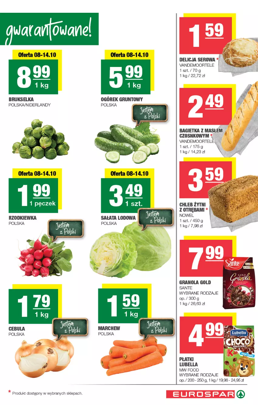 Gazetka promocyjna Spar - EuroSpar - ważna 05.10 do 15.10.2025 - strona 3 - produkty: Bagietka, Bell, Bella, Brukselka, Chleb, Gra, Granola, Grunt, LG, Lubella, Ogórek, Rzodkiewka, Sante