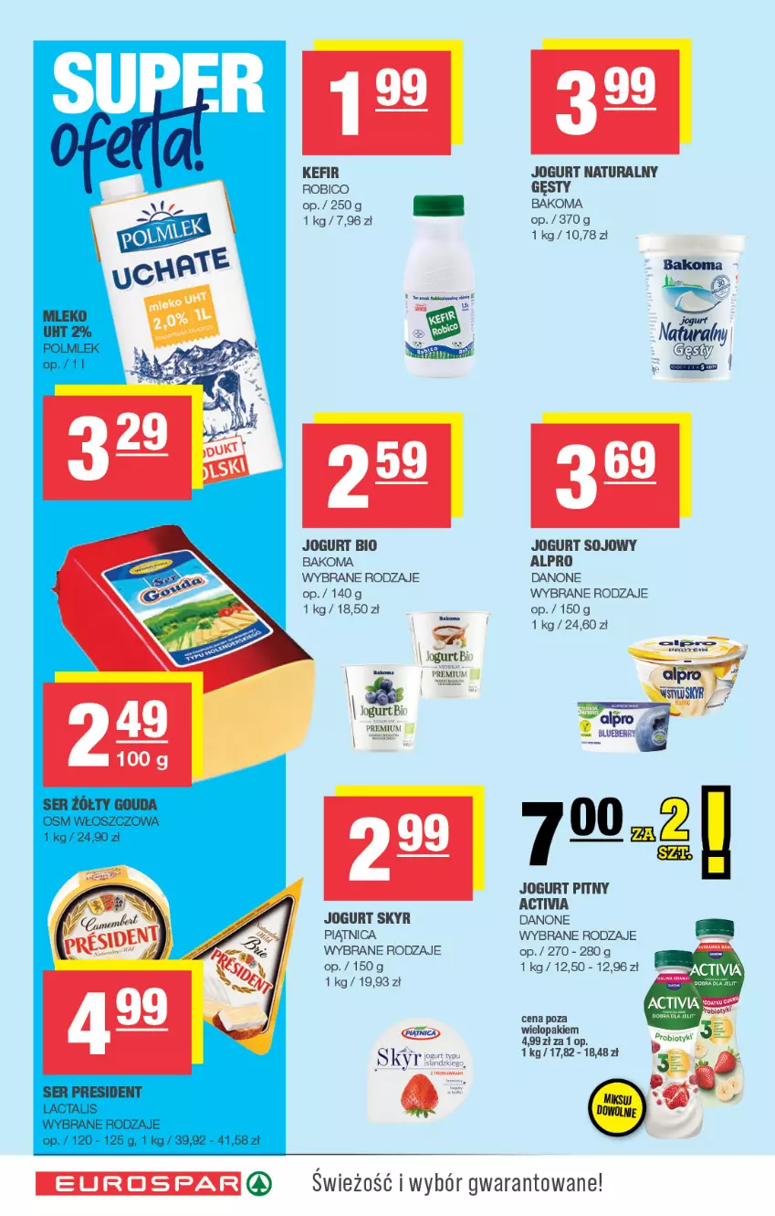 Gazetka promocyjna Spar - EuroSpar - ważna 05.10 do 15.10.2025 - strona 4 - produkty: Activia, Alpro, Bakoma, BIC, Danone, Jogurt, Jogurt bio, Jogurt naturalny, Jogurt pitny, Kawa, Kefir, Piątnica, Robico