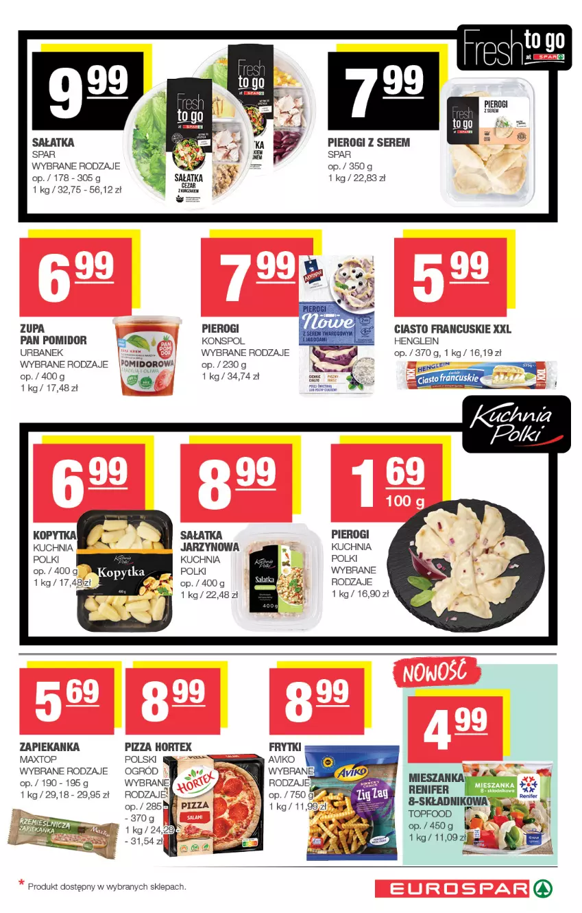 Gazetka promocyjna Spar - EuroSpar - ważna 05.10 do 15.10.2025 - strona 9 - produkty: Ciasto francuskie, Frytki, Hortex, Kopytka, Kuchnia, Ogród, Pierogi, Pizza, Sałat, Sałatka, Ser, Top, Zapiekanka, Zupa