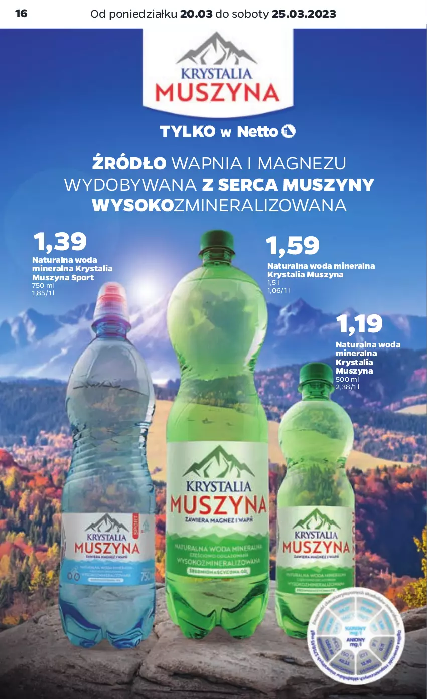 Gazetka promocyjna Netto - Artykuły spożywcze - ważna 20.03 do 25.03.2023 - strona 16 - produkty: Magnez, Mus, Por, Ser, Sok, Sport, Szyna, Szyny, Woda, Woda mineralna