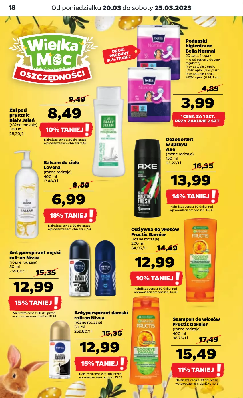 Gazetka promocyjna Netto - Artykuły spożywcze - ważna 20.03 do 25.03.2023 - strona 18 - produkty: Antyperspirant, Balsam do ciała, Bell, Bella, Biały Jeleń, Dezodorant, Fructis, Garnier, Nivea, Odżywka, Podpaski, Szampon