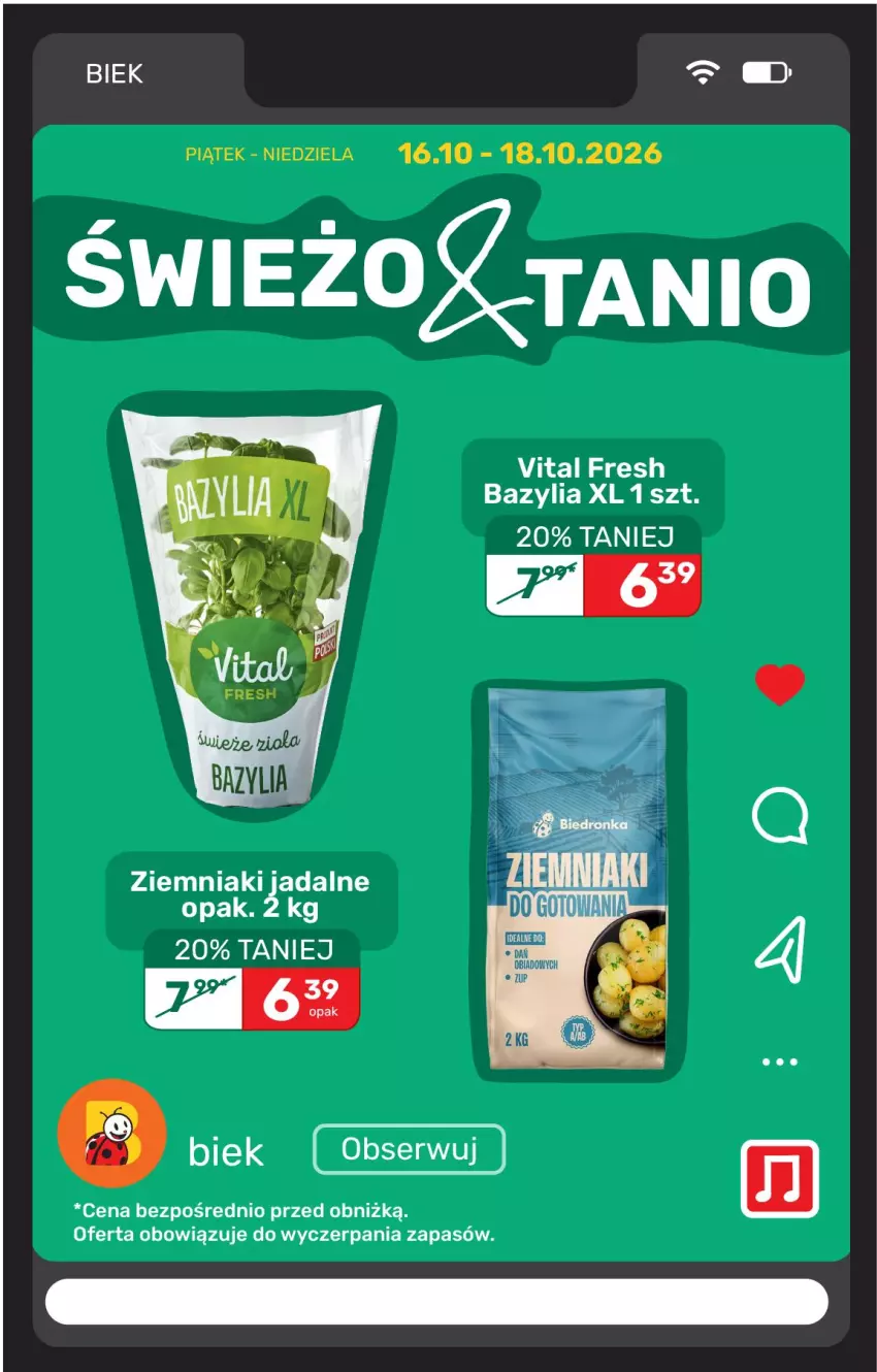 Gazetka promocyjna Biedronka - BIEK - ważna 16.10 do 23.10.2026 - strona 11 - produkty: Bazyl, Bazylia, Ziemniaki