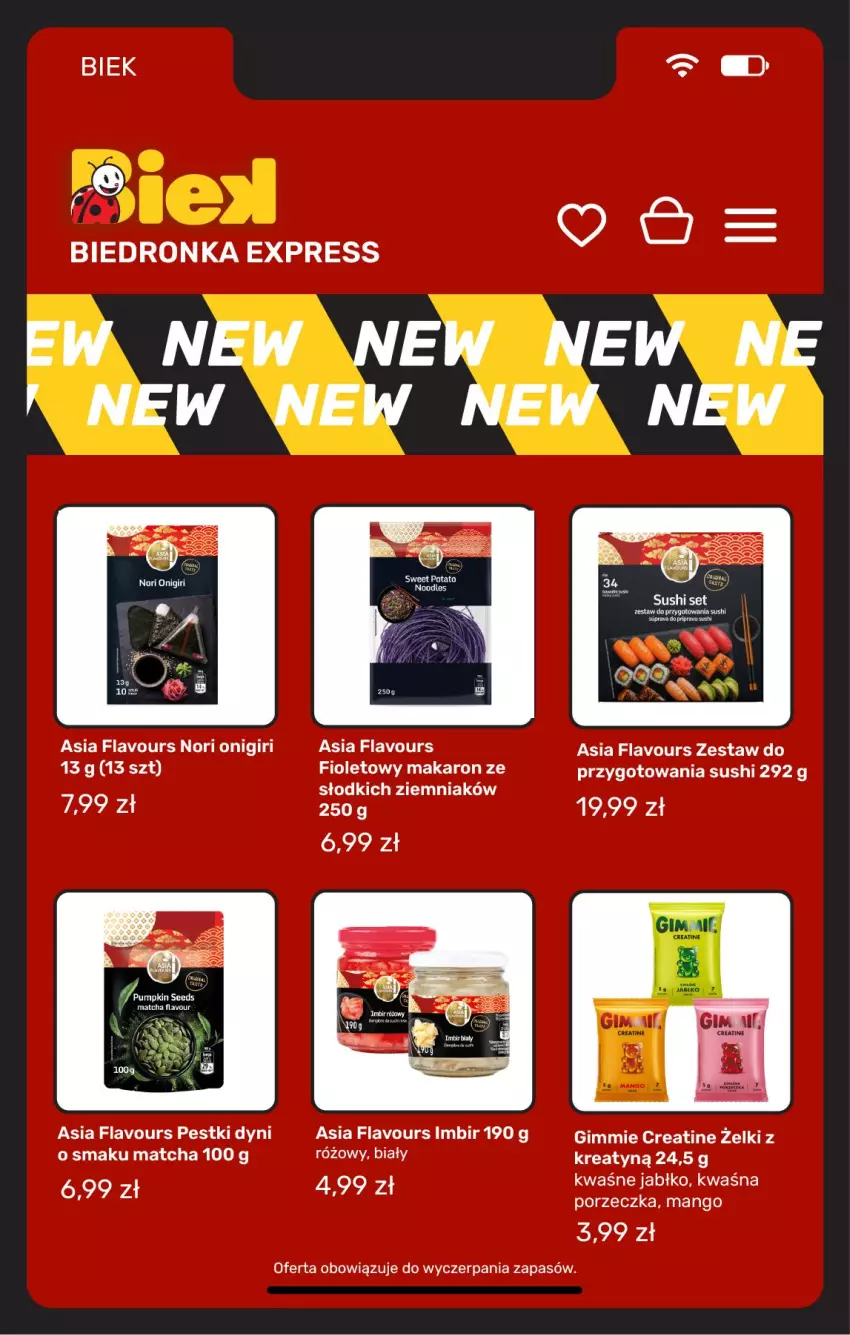 Gazetka promocyjna Biedronka - BIEK - ważna 16.10 do 23.10.2026 - strona 19 - produkty: Imbir, Makaron, Mango, Pestki dyni, Por, Sushi
