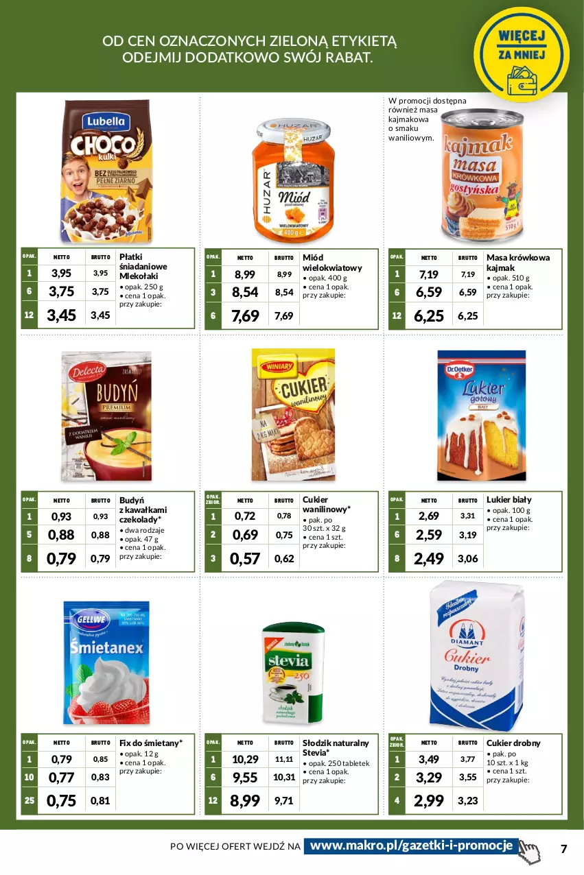 Gazetka promocyjna Makro - [Oferta promocyjna] Kupuj więcej płać mniej - ważna 05.04 do 16.05.2022 - strona 7 - produkty: Budyń, Cukier, Cukier wanilinowy, Danio, Kawa, Masa krówkowa, Miód, Mleko, Tablet