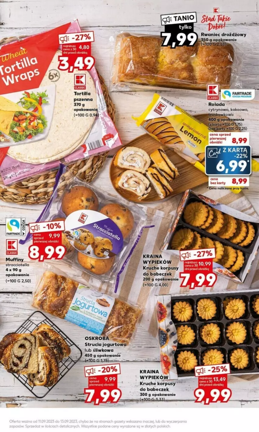 Gazetka promocyjna Kaufland - ważna 11.09 do 13.09.2023 - strona 3 - produkty: Jogurt, Korpusy, Muffiny, Strucla, Tortilla