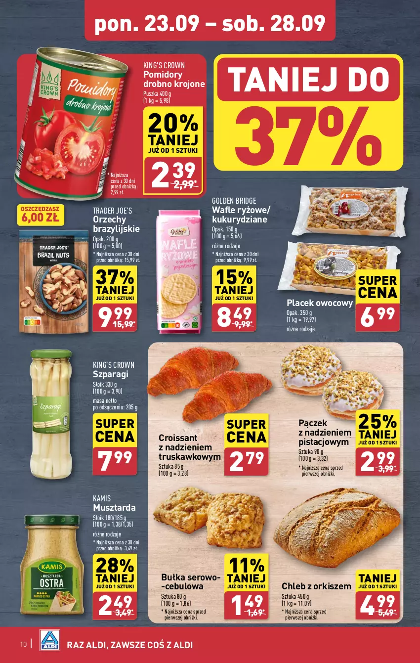 Gazetka promocyjna Aldi - Pełna oferta - ważna 23.09 do 28.09.2024 - strona 10 - produkty: Bułka, Chleb, Croissant, Kamis, Mus, Musztarda, Pączek, Pomidory, Ryż, Ser, Wafle