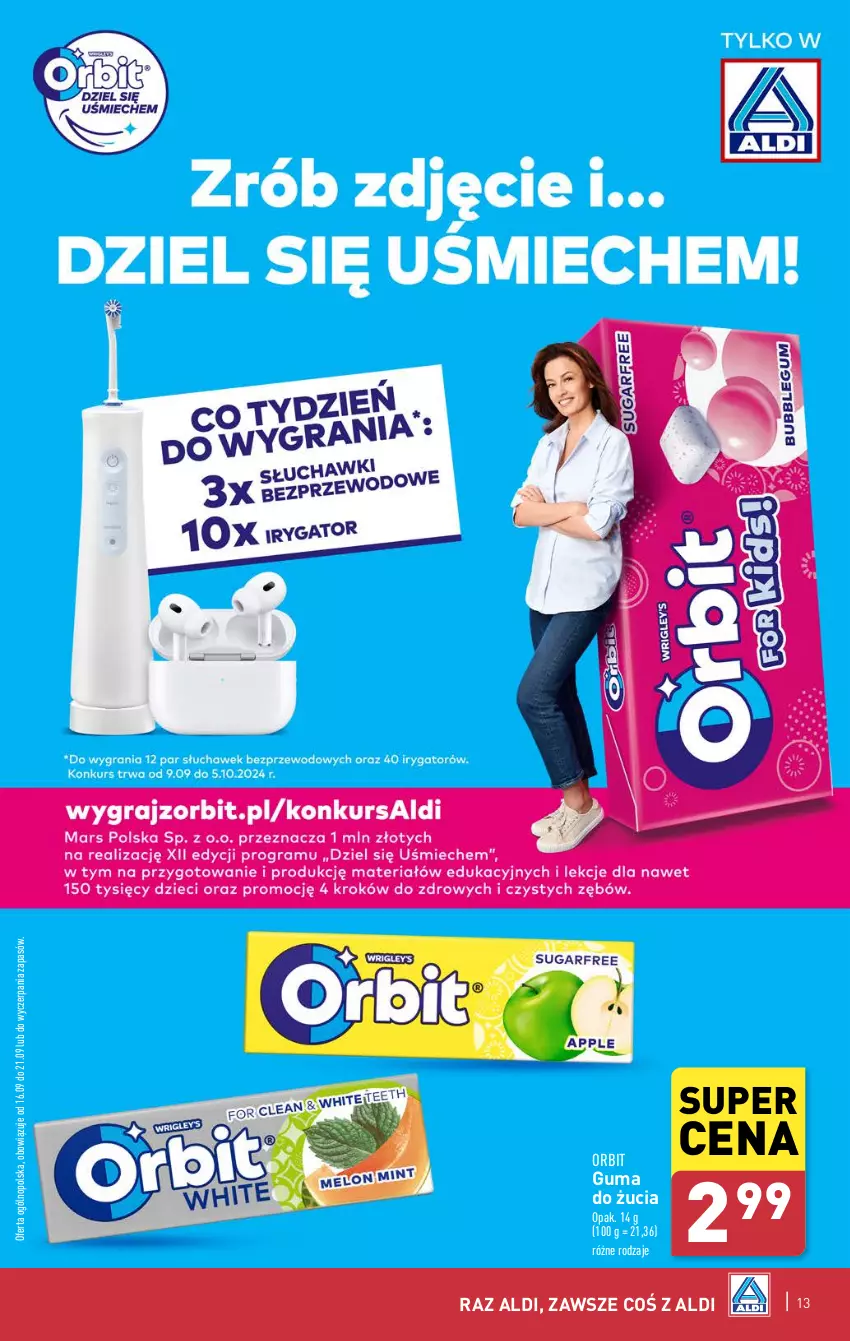 Gazetka promocyjna Aldi - Pełna oferta - ważna 23.09 do 28.09.2024 - strona 13 - produkty: Guma do żucia, Orbit