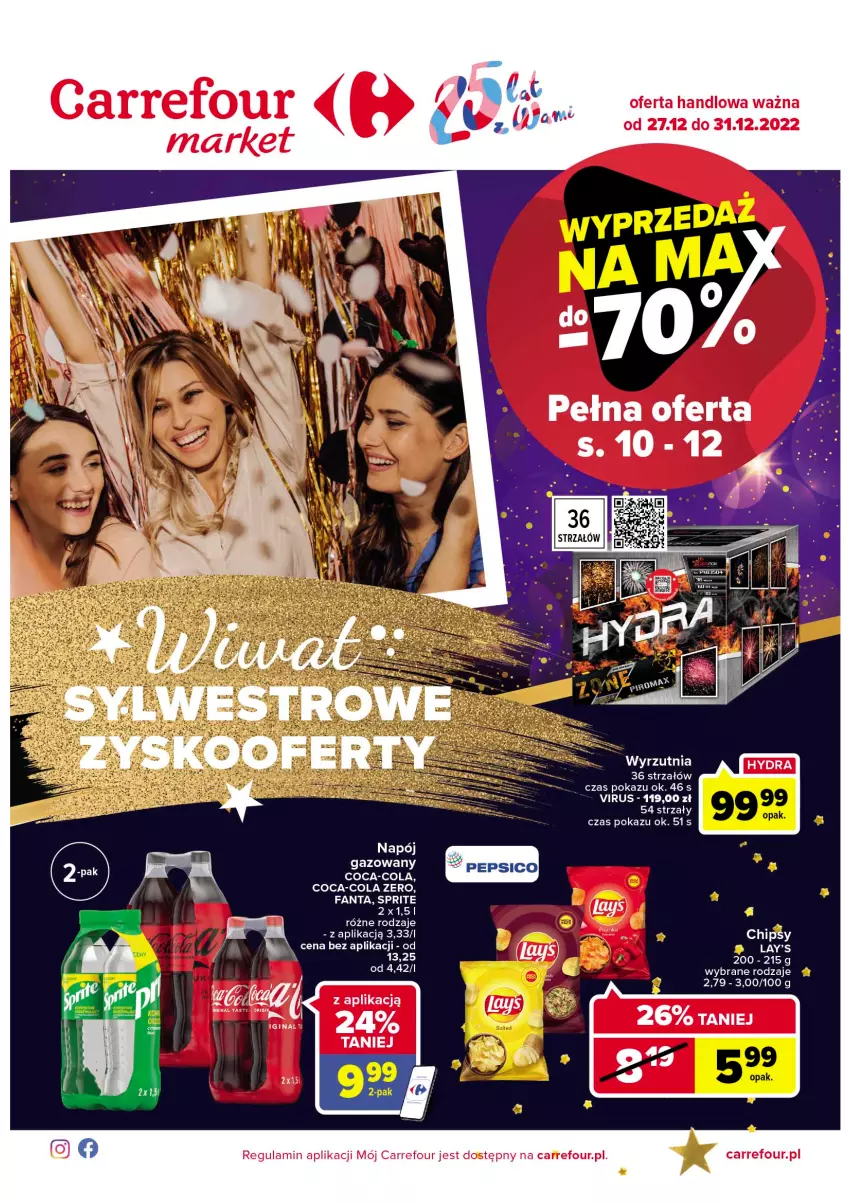 Gazetka promocyjna Carrefour - Gazetka Market - ważna 27.12 do 31.12.2022 - strona 1 - produkty: Coca-Cola, Fa, Fanta, Napój, Sprite, Strzałów, Wyrzutnia