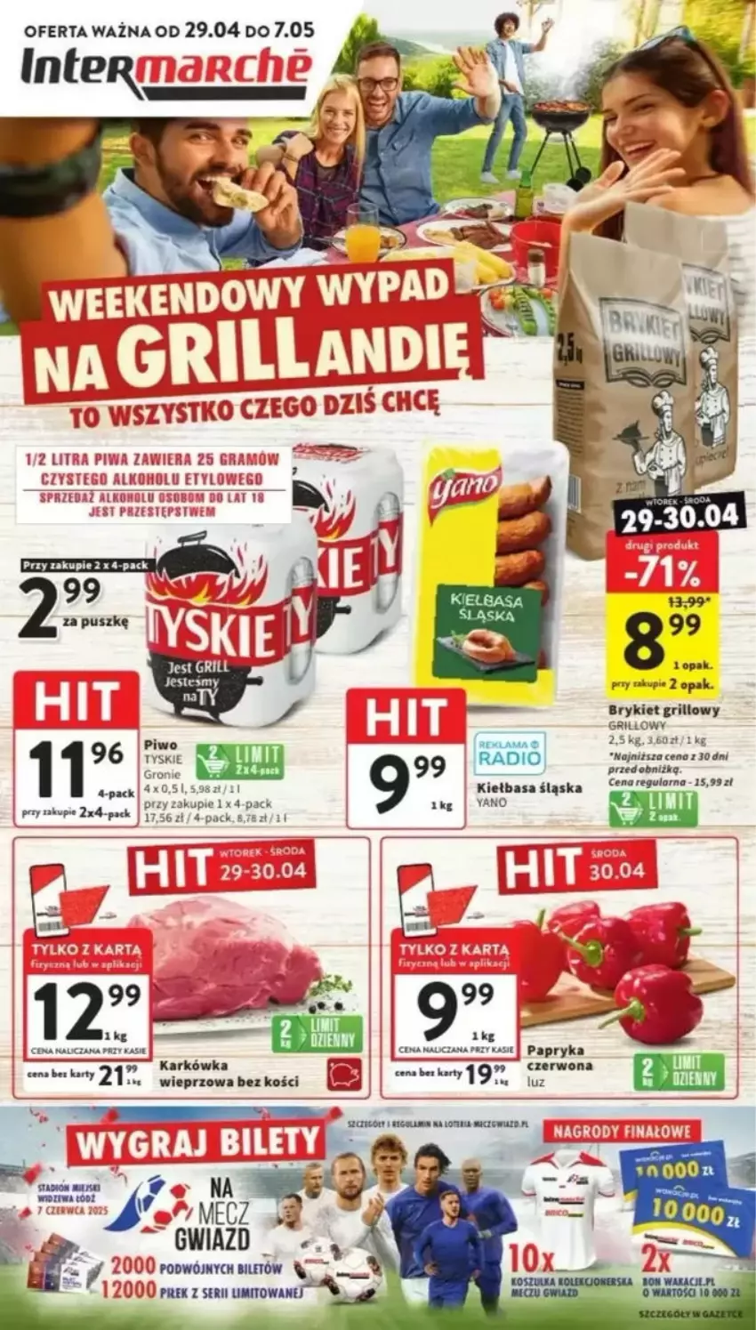 Gazetka promocyjna Intermarche - ważna 29.04 do 07.05.2025 - strona 1 - produkty: Gra, Grill, Kiełbasa, Kiełbasa śląska, Papryka, Piwa, Ser, Tyskie