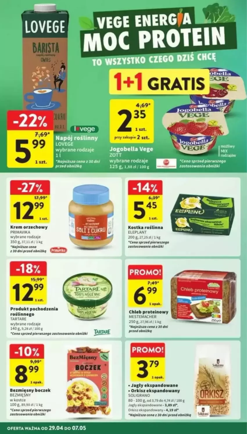 Gazetka promocyjna Intermarche - ważna 29.04 do 07.05.2025 - strona 19 - produkty: Boczek, Chleb, Chleb proteinowy, Gra, Krem orzechowy, Orka, Prima, Primavika, Soligrano, Tarta, Tartare