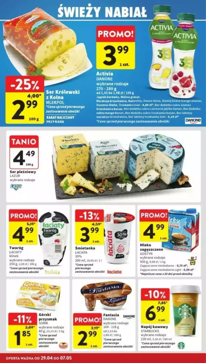 Gazetka promocyjna Intermarche - ważna 29.04 do 07.05.2025 - strona 21 - produkty: Activia, Astor, Borówka, Danone, Fa, Fanta, Gra, Granat, Kiwi, Królewski, Lazur, LG, Mleko, Napój, Ser, Ser pleśniowy, Twaróg
