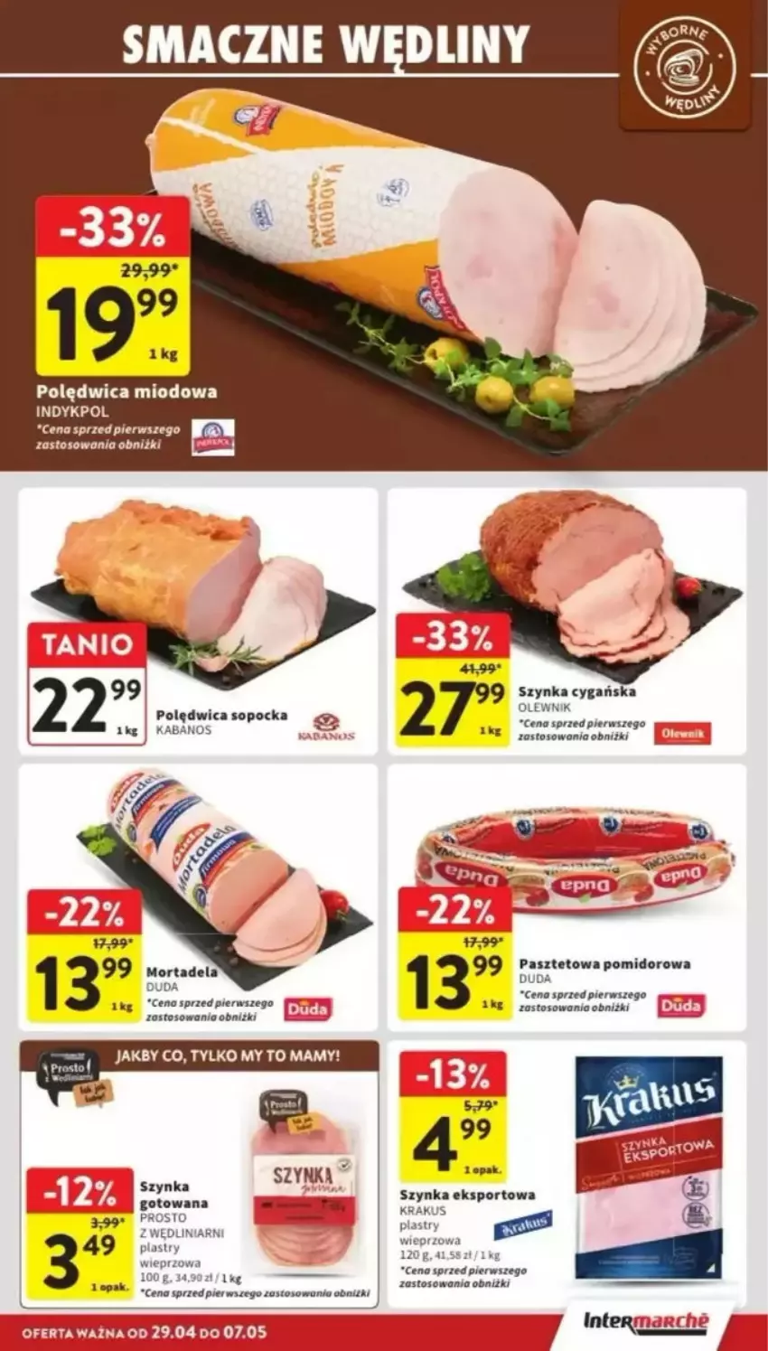 Gazetka promocyjna Intermarche - ważna 29.04 do 07.05.2025 - strona 22 - produkty: Astor, Duda, Kabanos, Krakus, Olewnik, Pasztet, Polędwica, Por, Sport, Szynka, Szynka cygańska