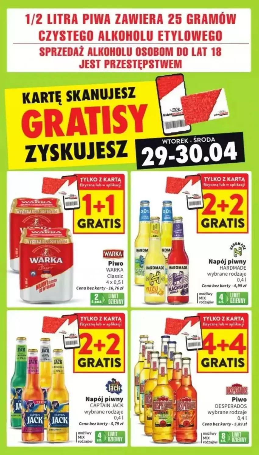 Gazetka promocyjna Intermarche - ważna 29.04 do 07.05.2025 - strona 23 - produkty: Captain Jack, Desperados, Gra, Napój, Piwa, Piwo, Warka