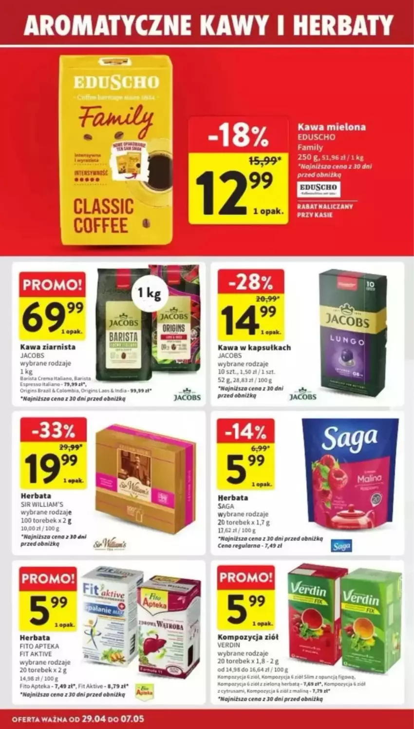 Gazetka promocyjna Intermarche - ważna 29.04 do 07.05.2025 - strona 28 - produkty: Apteka, Herbata, Iams, Jacobs, Kawa, Kawa ziarnista, LG, Maliny, MOIA, Por, Saga