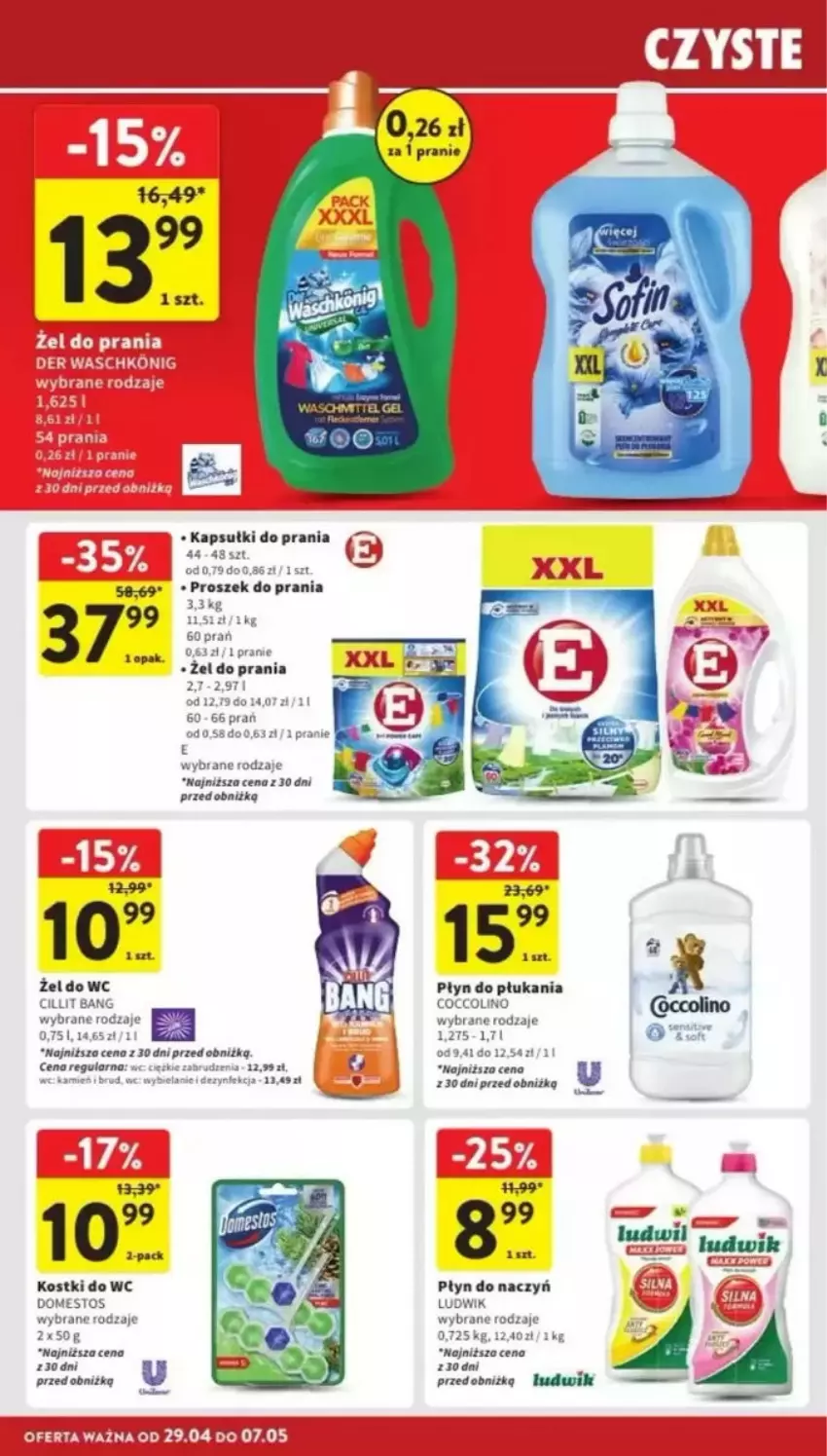 Gazetka promocyjna Intermarche - ważna 29.04 do 07.05.2025 - strona 30 - produkty: Cillit Bang, Coccolino, Domestos, Ludwik, Płyn do płukania, Proszek do prania