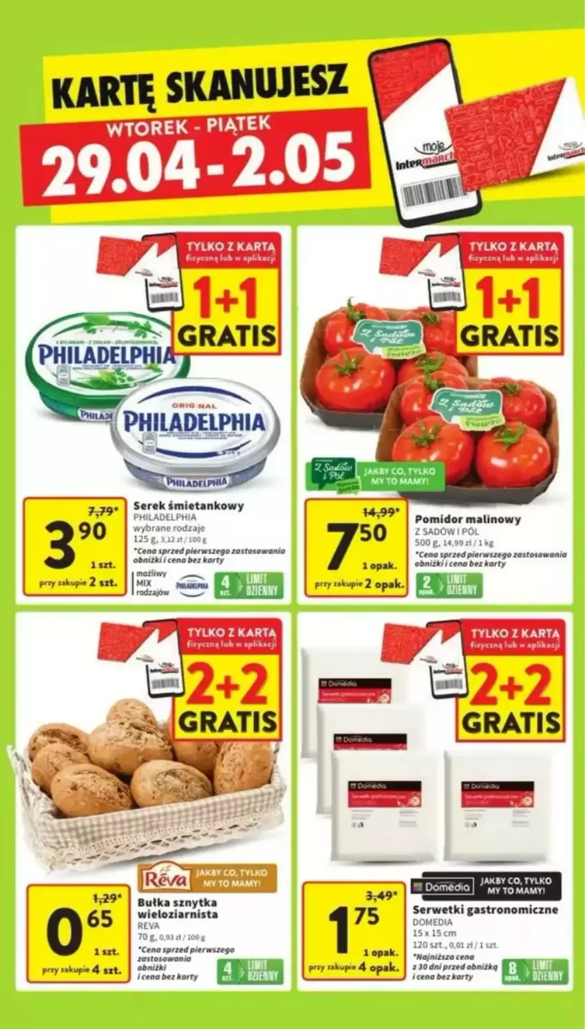 Gazetka promocyjna Intermarche - ważna 29.04 do 07.05.2025 - strona 34 - produkty: Bułka, Pomidor malinowy, Ser, Serek, Serwetki