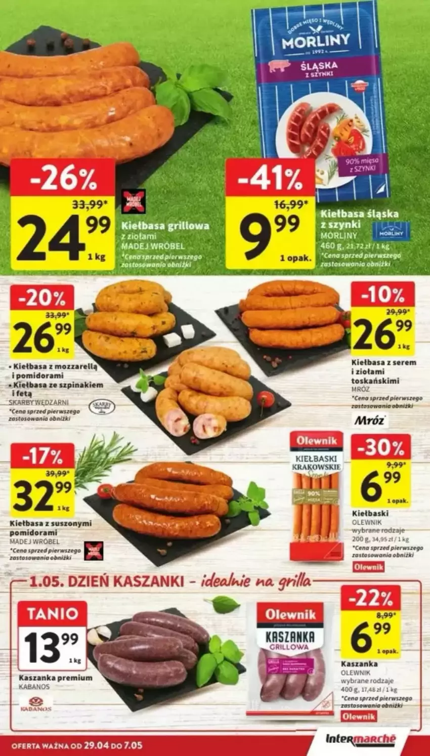 Gazetka promocyjna Intermarche - ważna 29.04 do 07.05.2025 - strona 5 - produkty: EPEE, Grill, Kasza, Kaszanka, Kiełbasa, Kiełbasa śląska, Madej Wróbel, Morliny, Olewnik, Ser, Szpinak