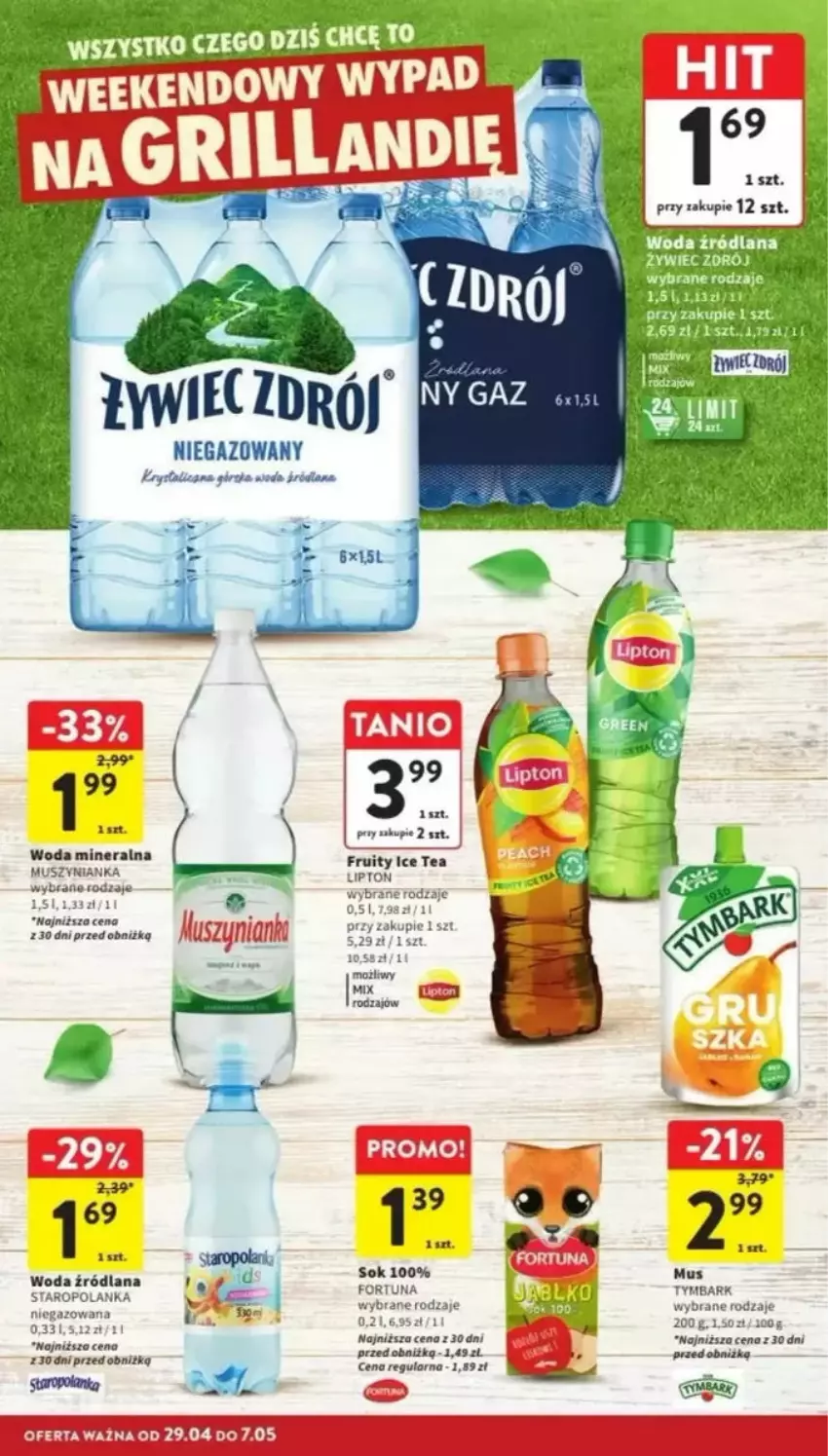 Gazetka promocyjna Intermarche - ważna 29.04 do 07.05.2025 - strona 8 - produkty: Fortuna, LANA, Mus, Muszynianka, Sok, Staropolanka, Tymbark, Woda, Woda mineralna