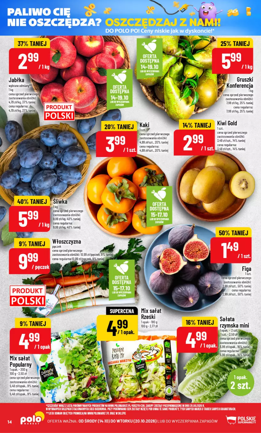 Gazetka promocyjna PoloMarket - Gazetka POLOmarket - ważna 14.10 do 20.10.2026 - strona 14 - produkty: Fa, Gruszki, Jabłka, Kiwi, Sałat