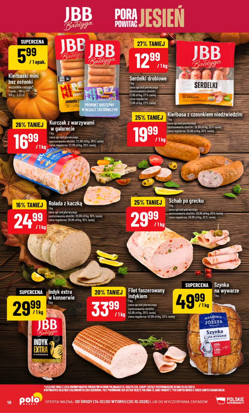 Gazetka promocyjna PoloMarket - Gazetka POLOmarket - ważna 14.10 do 20.10.2026 - strona 18 - produkty: Gala, Gra, Kiełbasa, Kosz, Kurczak, Por, Rama, Rolada, Ser, Serdelki, Szynka, Warzywa