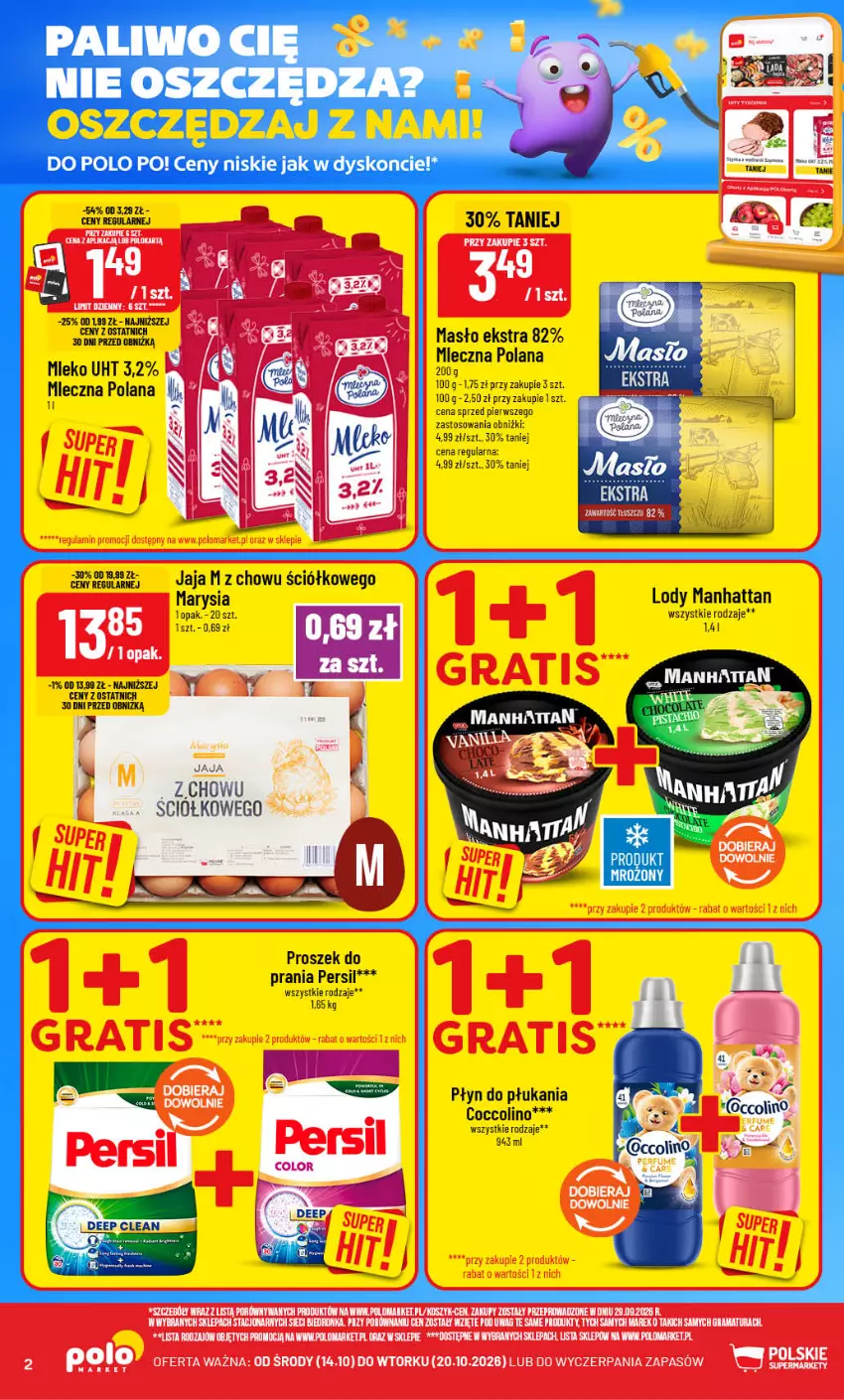 Gazetka promocyjna PoloMarket - Gazetka POLOmarket - ważna 14.10 do 20.10.2026 - strona 2 - produkty: Coccolino, Jaja, LANA, Lody, Masło, Mleko, Persil, Płyn do płukania, Proszek do prania