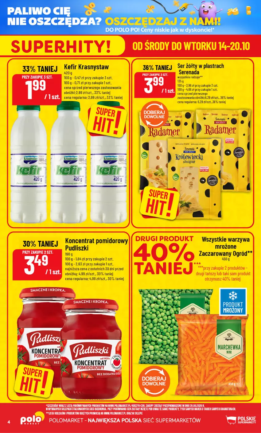 Gazetka promocyjna PoloMarket - Gazetka POLOmarket - ważna 14.10 do 20.10.2026 - strona 4 - produkty: Kefir, Koncentrat pomidorowy, Kosz, Ogród, Por, Pudliszki, Ser, Warzywa
