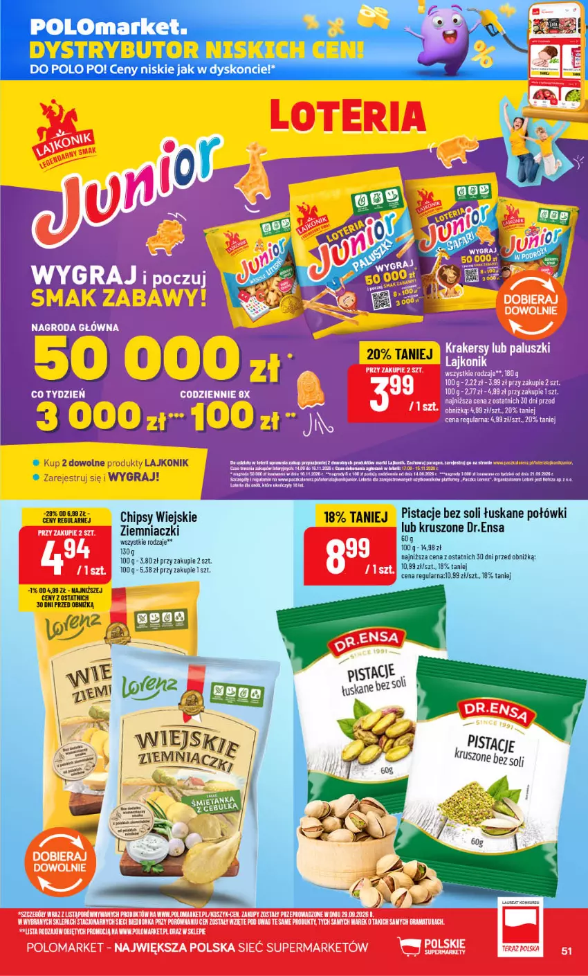 Gazetka promocyjna PoloMarket - Gazetka POLOmarket - ważna 14.10 do 20.10.2026 - strona 51 - produkty: Chipsy, Gra, Kosz, Pistacje, Por, Rama