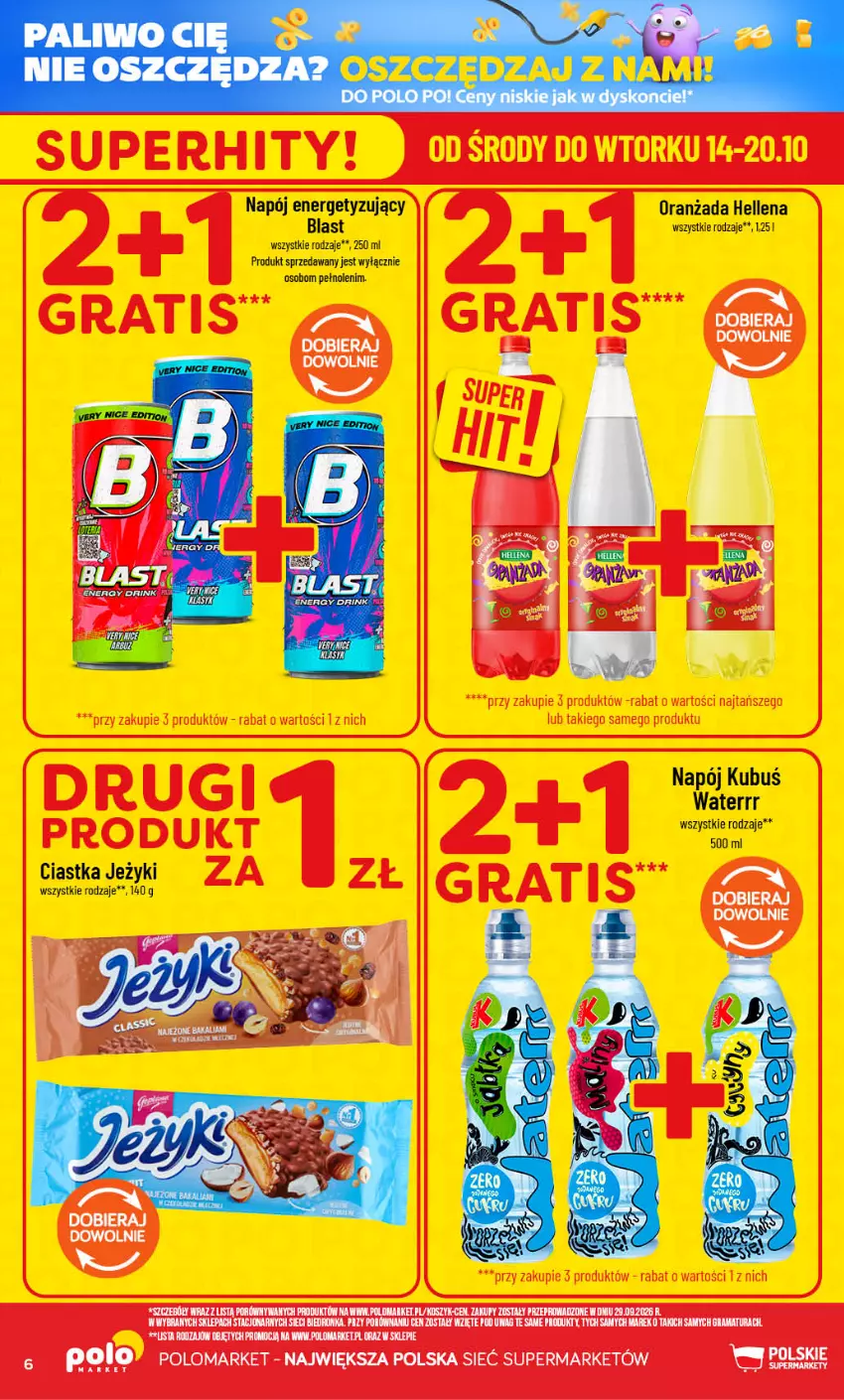 Gazetka promocyjna PoloMarket - Gazetka POLOmarket - ważna 14.10 do 20.10.2026 - strona 6 - produkty: Ciastka, Gra, Hellena, Jeżyki, Kosz, Kubuś, Kubuś Waterrr, Napój, Oranżada, Por, Rama