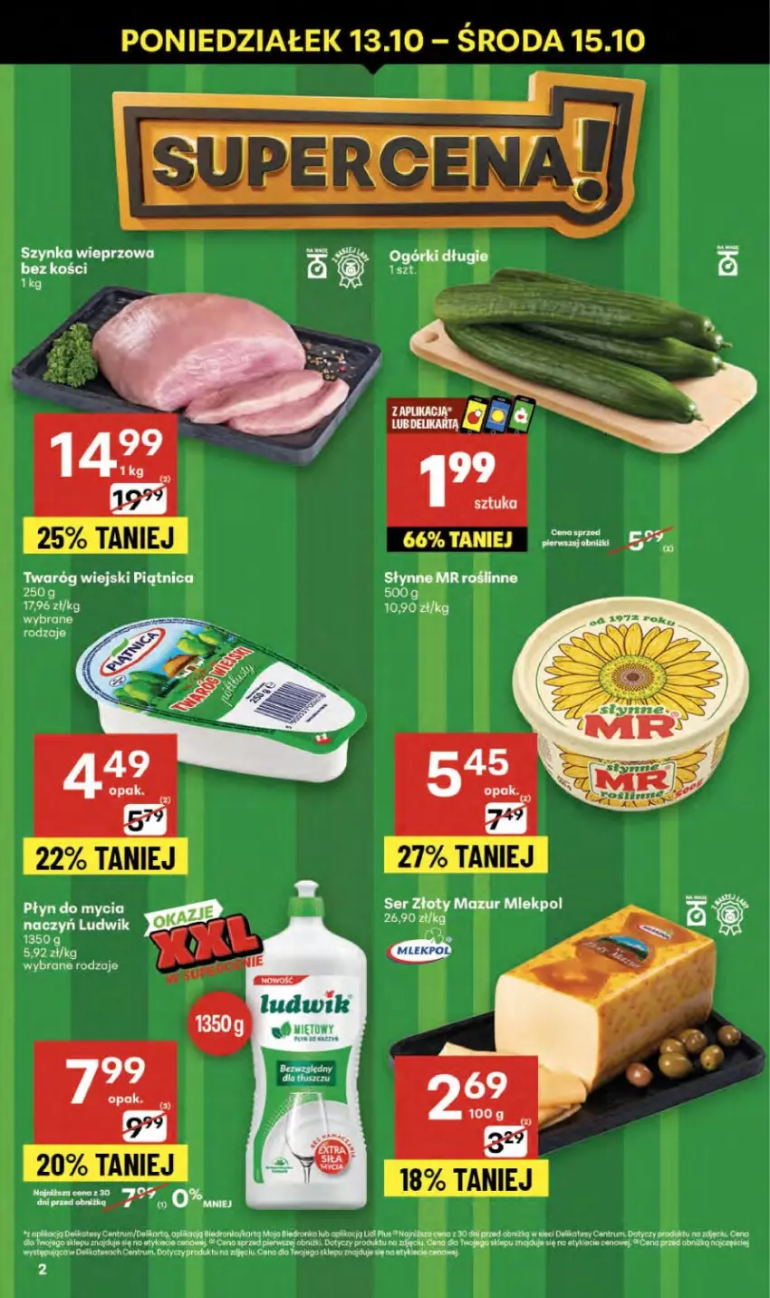 Gazetka promocyjna Delikatesy Centrum - Franczyza DC41 Czwartek - ważna 09.10 do 15.10.2025 - strona 2 - produkty: Koc, Ludwik, Piątnica, Płyn do mycia, Rum, Ser, Szynka, Szynka wieprzowa, Twaróg, Złoty Mazur