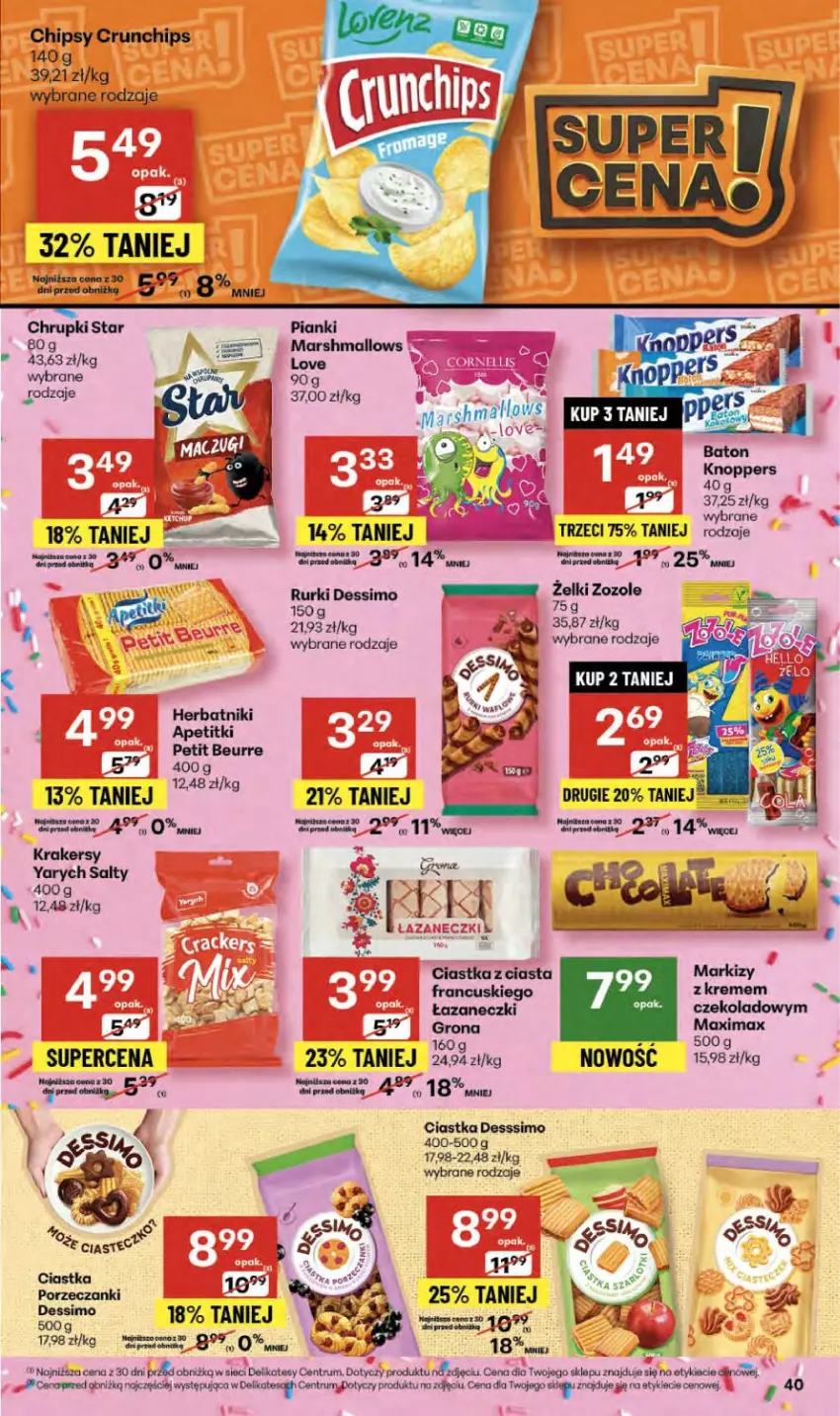 Gazetka promocyjna Delikatesy Centrum - Franczyza DC41 Czwartek - ważna 09.10 do 15.10.2025 - strona 40 - produkty: Chipsy, Chrupki, Ciastka, Crunchips, Dres, Herbatniki, Krakersy, Mars, Marshmallows, Por, Rum, Ser
