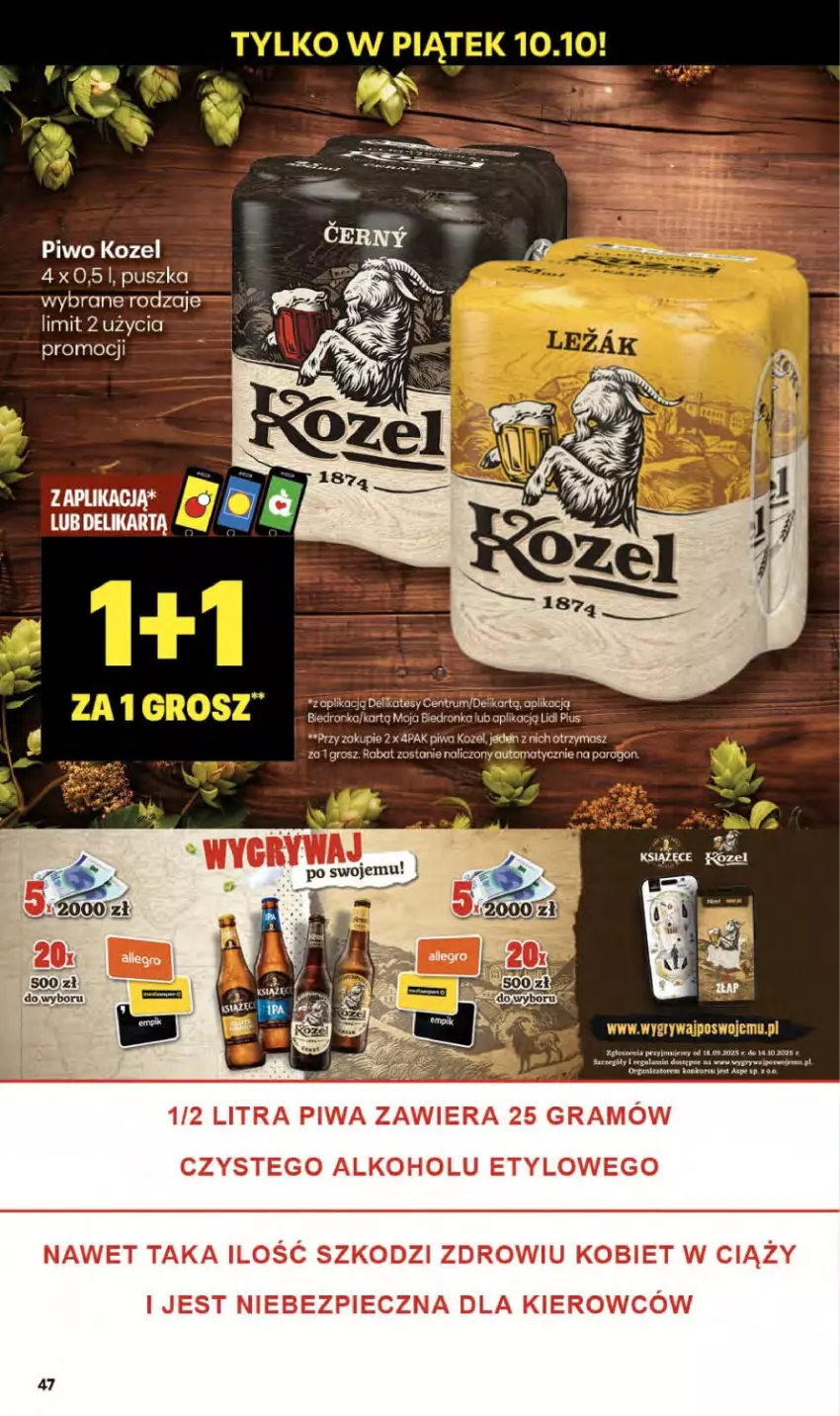 Gazetka promocyjna Delikatesy Centrum - Franczyza DC41 Czwartek - ważna 09.10 do 15.10.2025 - strona 47 - produkty: Gala, Gra, Gry, Kozel, Piec, Piwa, Piwo