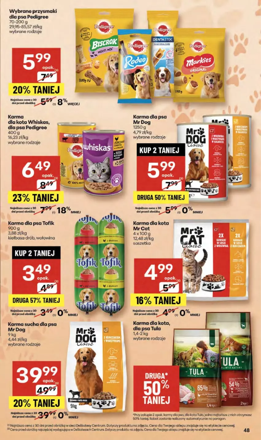 Gazetka promocyjna Delikatesy Centrum - Franczyza DC41 Czwartek - ważna 09.10 do 15.10.2025 - strona 48 - produkty: Drób, Kiełbasa, Pedigree, Por, Przysmaki, Rum, Whiskas, Wołowina