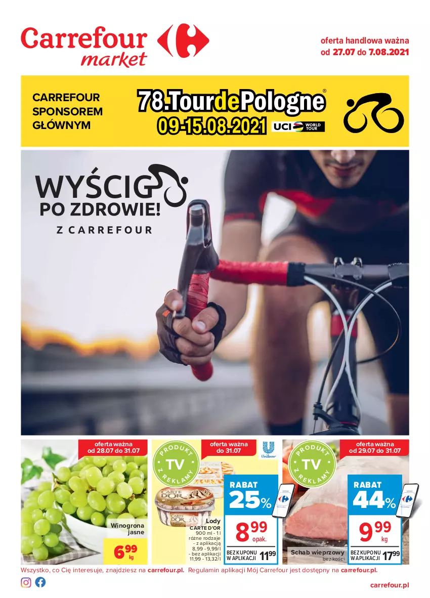 Gazetka promocyjna Carrefour - Gazetka Market - ważna 28.07 do 07.08.2021 - strona 5 - produkty: Lody, Schab wieprzowy, Wino, Winogrona