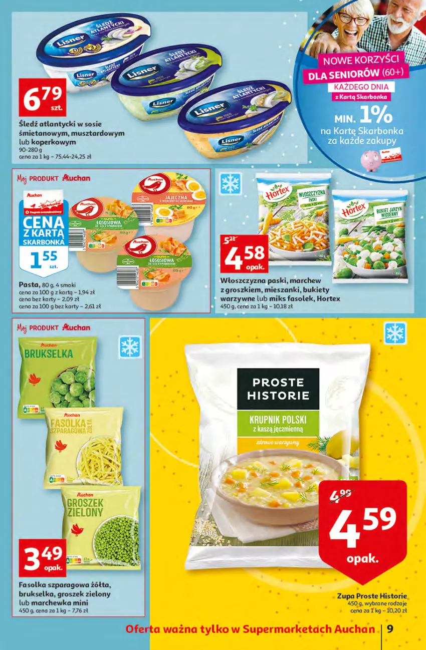 Gazetka promocyjna Auchan - Megapromocje są w cenie Supermarkety - ważna 12.05 do 18.05.2022 - strona 9 - produkty: Brukselka, Bukiet, Fa, Groszek, Hortex, Marchewka, Mus, Sos, Zupa