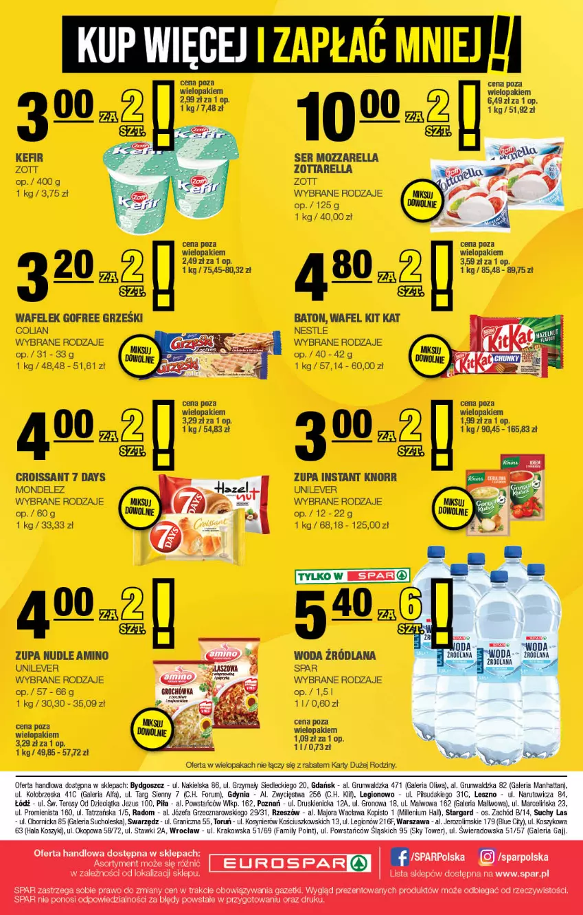 Gazetka promocyjna Spar - EuroSpar - ważna 29.06 do 09.07.2025 - strona 16 - produkty: 7 Days, Baton, Croissant, Kefir, Kit Kat, Knorr, LANA, Mozzarella, Ser, Wafelek, Woda, Zott, Zottarella, Zupa