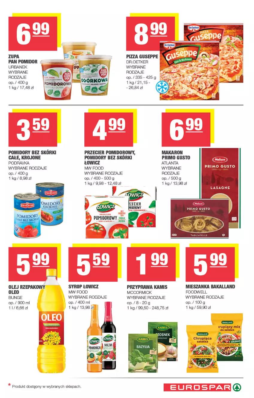 Gazetka promocyjna Spar - EuroSpar - ważna 29.06 do 09.07.2025 - strona 9 - produkty: Bakalland, Bazyl, Bazylia, Kamis, Lasagne, Makaron, Olej, Olej rzepakowy, Oleo, Pizza, Podravka, Pomidory, Sałat, Sałatka, Syrop, Zupa