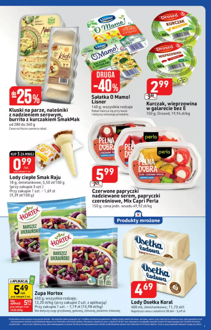 Gazetka promocyjna Stokrotka - ważna 19.10 do 25.10.2023 - strona 19 - produkty: Fa, Gala, Hortex, Kurczak, Lody, Naleśniki, Sałat, Sałatka, Ser, Zupa