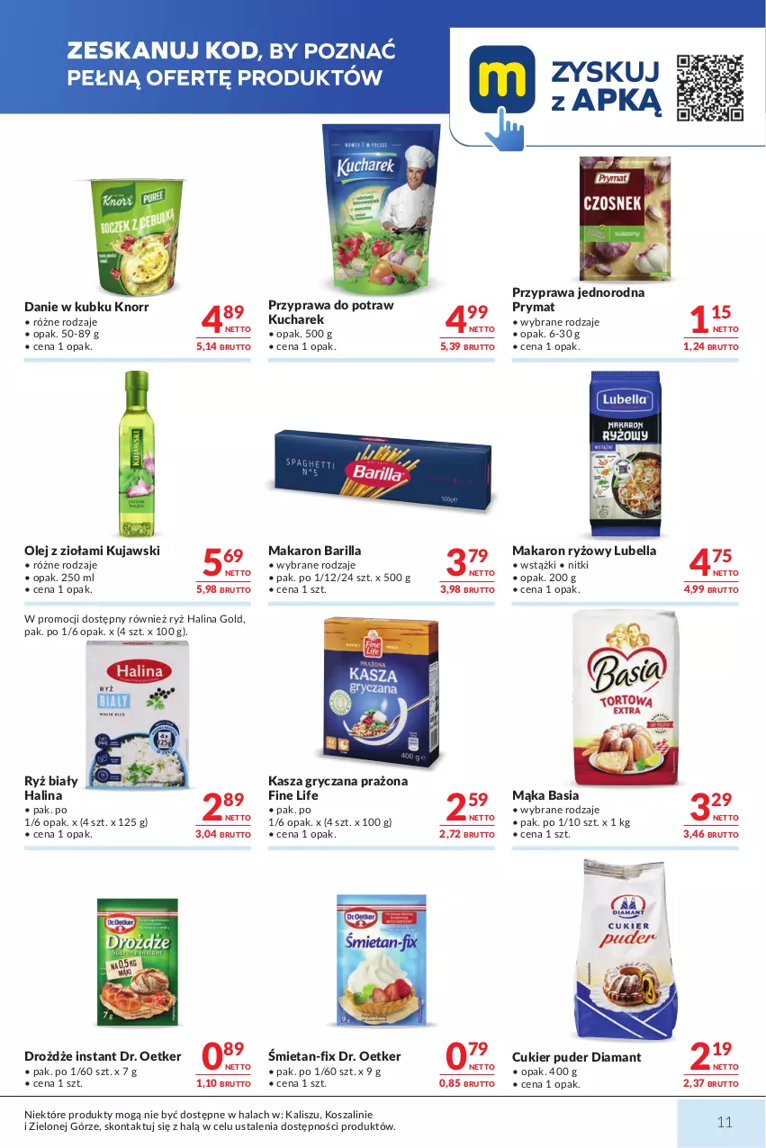 Gazetka promocyjna Makro - Mega oferty dla Twojego Sklepu - ważna 15.09 do 28.09.2026 - strona 11 - produkty: Barilla, Basia, Bell, Bella, Cukier, Cukier puder, Diamant, Dr. Oetker, Drożdże, Gry, Kasza, Kasza gryczana, Knorr, Kosz, Kucharek, Kujawski, Lubella, Mąka, Makaron, Makaron ryżowy, Olej, Prymat, Przyprawa do potraw, Puder, Ryż, Ryż biały, Szal