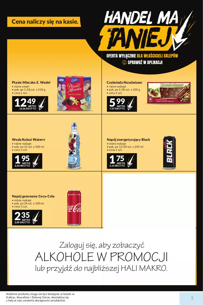 Gazetka promocyjna Makro - Mega oferty dla Twojego Sklepu - ważna 15.09 do 28.09.2026 - strona 5 - produkty: Alkohole, Coca-Cola, Czekolada, E. Wedel, JBL, Kosz, Kubuś, Kubuś Waterrr, Lack, Mleczko, Napój, Napój gazowany, Ptasie mleczko, Ser, Szal, Whisky, Wino, Woda, Wódka